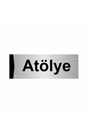 Atölye 5x20cm Gümüş Renk Metal Yönlendirme Levhası