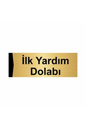 Ilk Yardım Dolabı 5x20cm Altın Renk Metal Yönlendirme Levhası