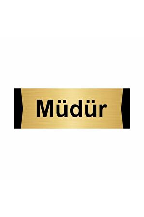 Müdür 5x20cm Altın Renk Metal Yönlendirme Levhası
