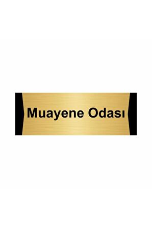 Muayene Odası 7x20cm Altın Renk Metal Yönlendirme Levhası