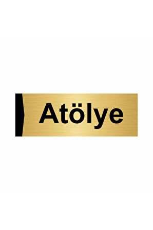 Atölye 5x20cm Altın Renk Metal Yönlendirme Levhası