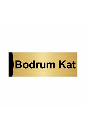 Bodrum Kat 5x20cm Altın Renk Metal Yönlendirme Levhası