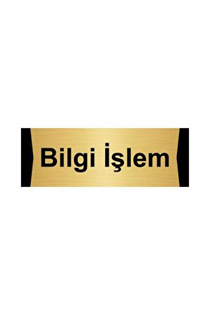 Bilgi Işlem 7x20cm Altın Renk Metal Yönlendirme Levhası