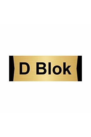 D Blok 10x20cm Altın Renk Metal Yönlendirme Levhası