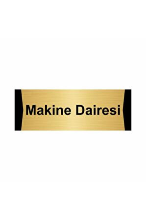 Makine Dairesi 7x20cm Altın Renk Metal Yönlendirme Levhası