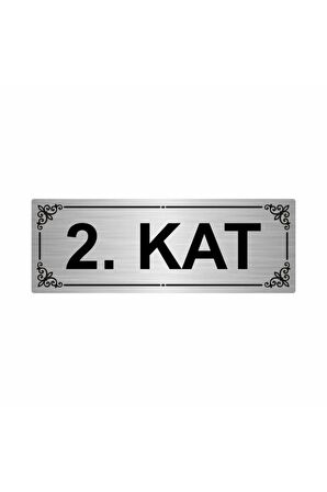 2.kat 7x20cm Gümüş Renk Metal Yönlendirme Levhası