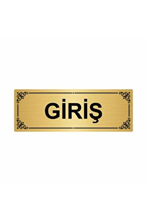 Giriş 7x20cm Altın Renk Metal Yönlendirme Levhası