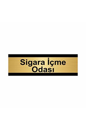 Sigara Içme Odası 7x20cm Altın Renk Metal Yönlendirme Levhası