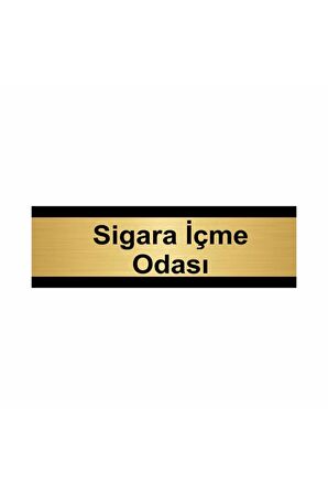 Sigara Içme Odası 7x20cm Altın Renk Metal Yönlendirme Levhası