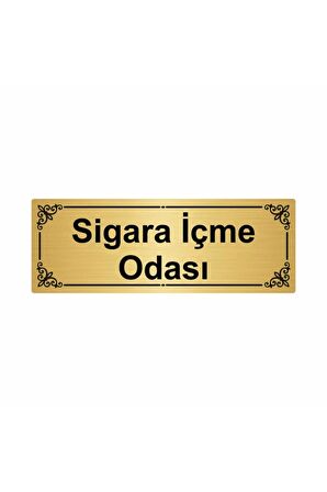 Sigara Içme Odası 7x20 cm Altın Renk Metal Yönlendirme Levhası