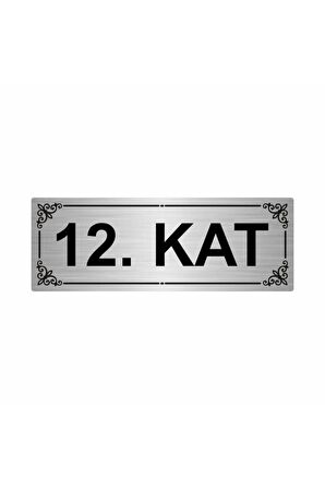 12.kat 7x20cm Gümüş Renk Metal Yönlendirme Levhası