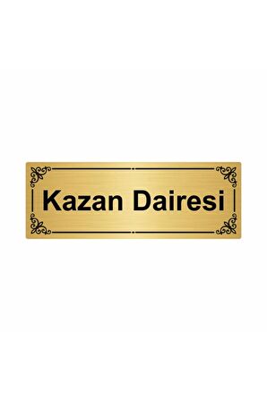 Kazan Dairesi 7x20cm Altın Renk Metal Yönlendirme Levhası