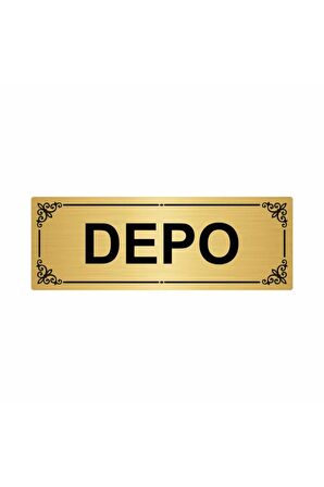 Depo 7x20cm Altın Renk Metal Yönlendirme Levhası