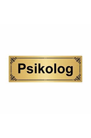 Psikolog 7x20cm Altın Renk Metal Yönlendirme Levhası