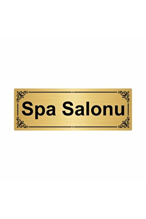 Spa Salonu 7x20cm Altın Renk Metal Yönlendirme Levhası