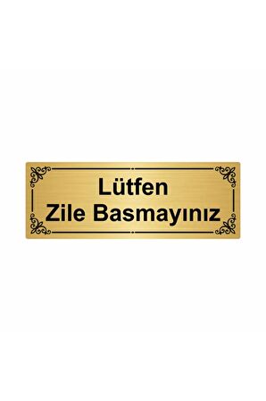 Lütfen Zile Basmayınız 7x20cm Altın Renk Metal Yönlendirme Levhası