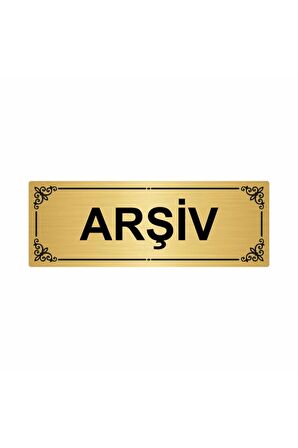 Arşiv 7x20cm Altın Renk Metal Yönlendirme Levhası