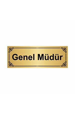 Genel Müdür 7x20cm Altın Renk Metal Yönlendirme Levhası