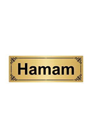 Hamam 7x20cm Altın Renk Metal Yönlendirme Levhası