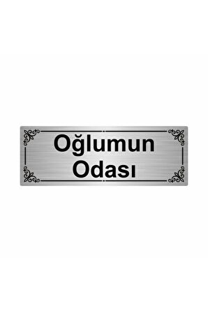 Oğlumun Odası 7x20cm Gümüş Renk Metal Yönlendirme Levhası