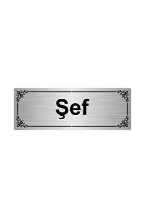 Şef 7x20cm Gümüş Renk Metal Yönlendirme Levhası
