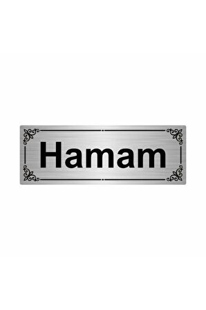 Hamam 7x20cm Gümüş Renk Metal Yönlendirme Levhası