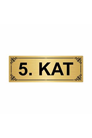 5.kat 7x20cm Altın Renk Metal Yönlendirme Levhası