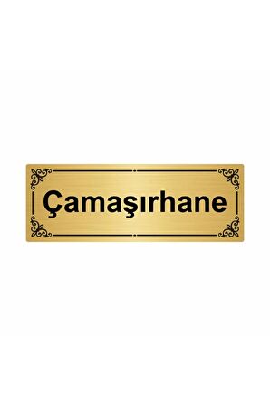 Çamaşırhane 7x20cm Altın Renk Metal Yönlendirme Levhası