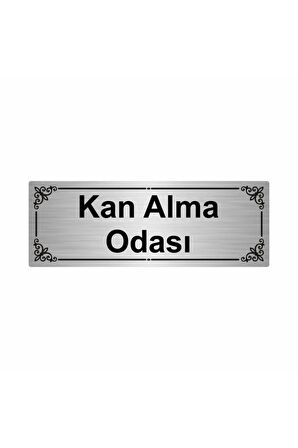 Kan Alma Odası 7x20cm Gümüş Renk Metal Yönlendirme Levhası