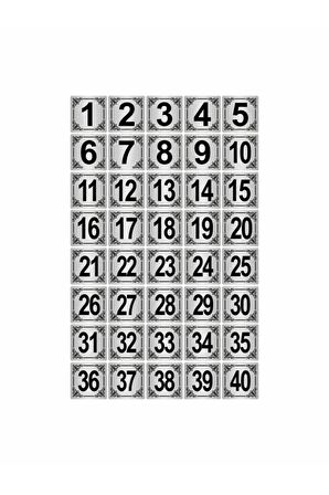 Metal Kapı,masa,dolap Numarası 5x5cm 40 Adet (1..40) Gümüş Renk Metal