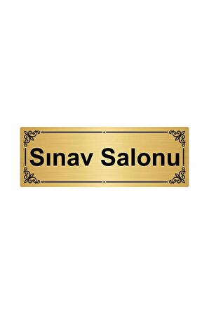 Sınav Salonu 7x20cm Altın Renk Metal Yönlendirme Levhası