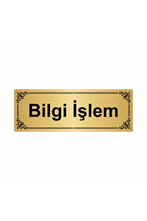 Bilgi Işlem 7x20cm Altın Renk Metal Yönlendirme Levhası