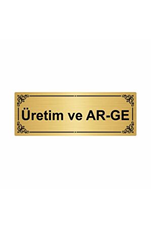 Üretim & Ar-ge 7x20cm Altın Renk Metal Yönlendirme Levhası