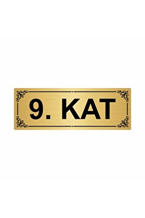 9.kat 7x20cm Altın Renk Metal Yönlendirme Levhası