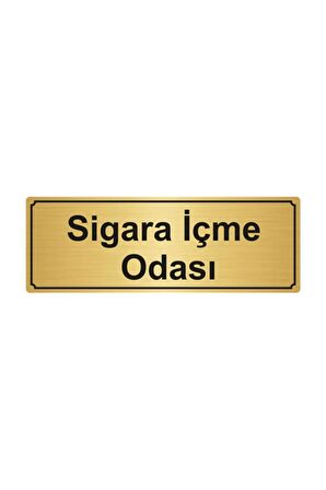 Sigara İçme Odası 5x20 cm Altın Renk Metal Yönlendirme Levhası