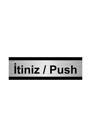 Itiniz/push 5x20cm Gümüş Renk Metal Yönlendirme Levhası