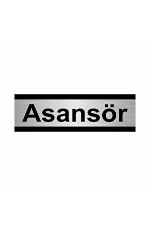 Asansör 5x20cm Gümüş Renk Metal Yönlendirme Levhası