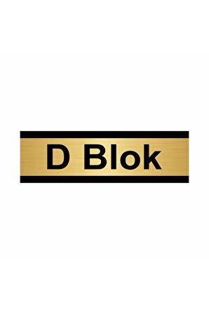 D Blok 7x20cm Altın Renk Metal Yönlendirme Levhası