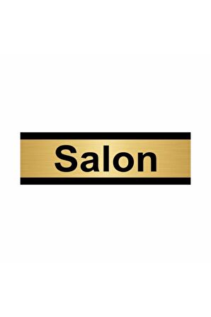 Salon 7x20cm Altın Renk Metal Yönlendirme Levhası