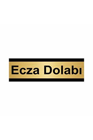 Ecza Dolabı 5x20cm Altın Renk Metal Yönlendirme Levhası