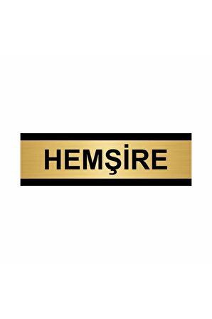 Hemşire 5x20cm Altın Renk Metal Yönlendirme Levhası