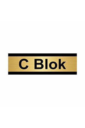 C Blok 5x20cm Altın Renk Metal Yönlendirme Levhası
