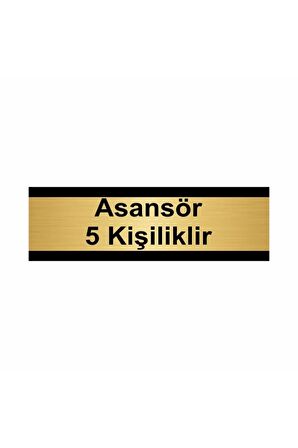 Asansör 5 Kişiliktir 10x20cm Altın Renk Metal Yönlendirme Levhası