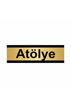 Atölye 5x20cm Altın Renk Metal Yönlendirme Levhası