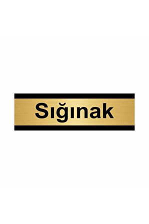 Sığınak 5x20cm Altın Renk Metal Yönlendirme Levhası