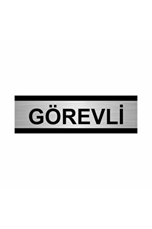 Görevli 5x20cm Gümüş Renk Metal Yönlendirme Levhası