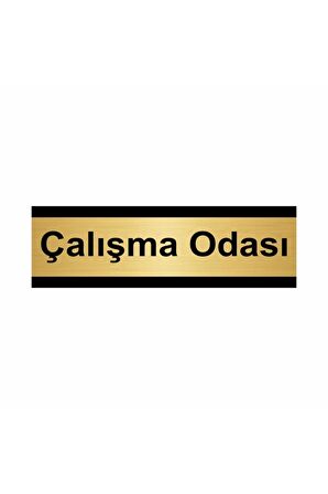 Çalışma Odası 10x20cm Altın Renk Metal Yönlendirme Levhası
