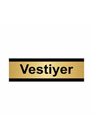 Vestiyer 5x20cm Altın Renk Metal Yönlendirme Levhası