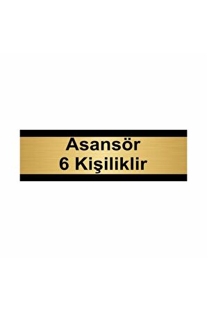 Asansör 6 Kişiliktir 5x20cm Altın Renk Metal Yönlendirme Levhası