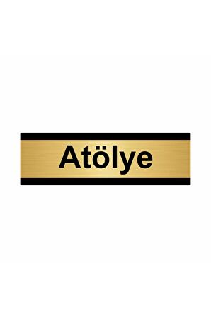 Atölye 5x20cm Altın Renk Metal Yönlendirme Levhası